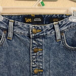 Lee Denim Button-Front Midi Skirt